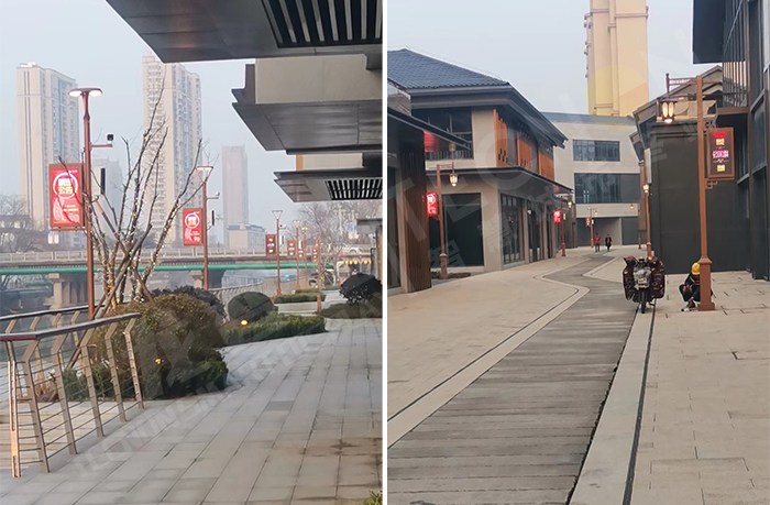 Application of double-sided LED pole banner in Dongtai Commercial Pedestrian Street, Yancheng - Showcase - 2