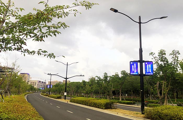 308 sets of LED light pole screen are applied to the main roads of Lingang New Area of ​​China (Shanghai) Pilot Free Trade Zone - Showcase - 1